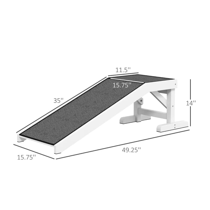PawHut  Pet Ramp For Dogs & Cats With Non-Slip Carpet, White