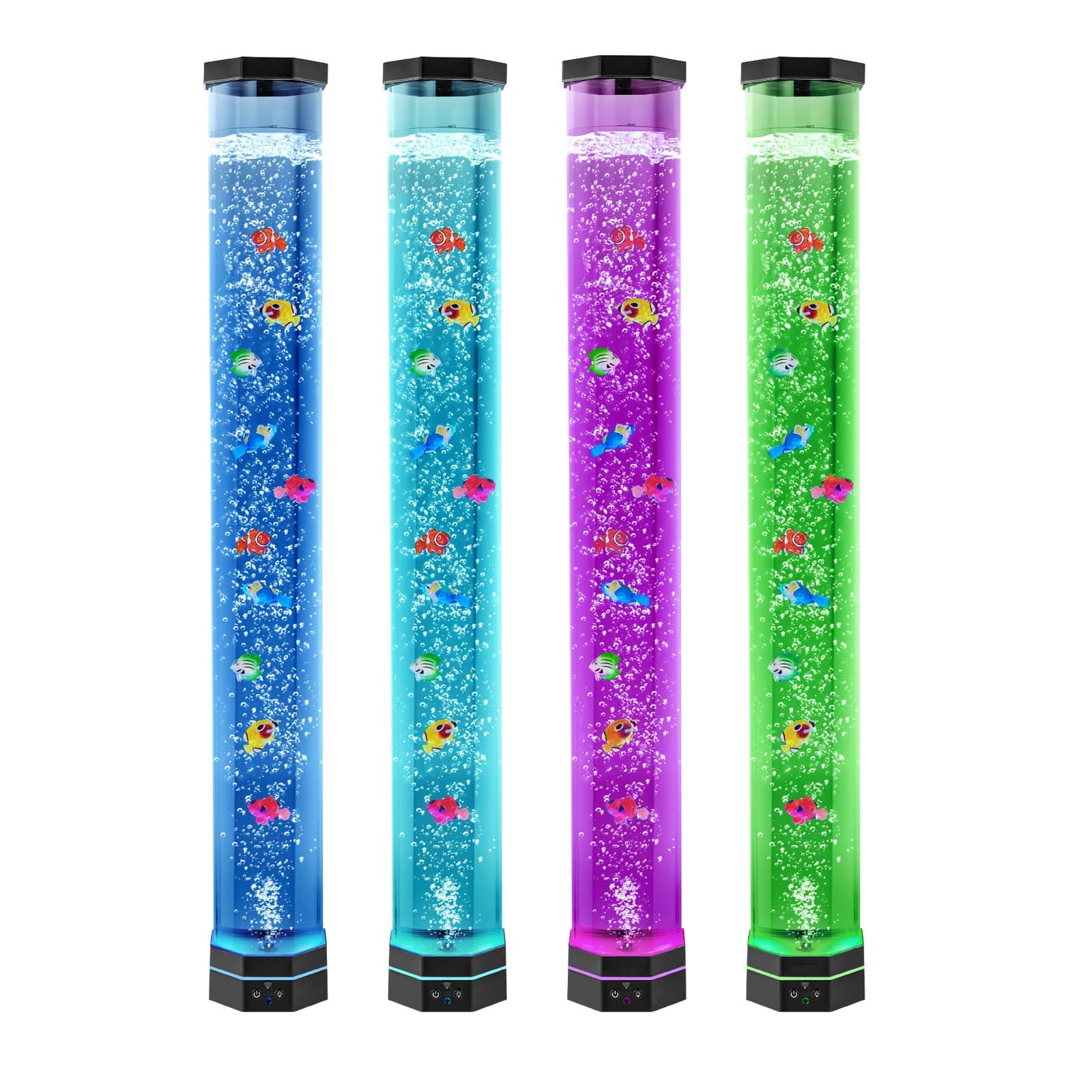 Sensory Bubble Tube Lamp, 3.3 Ft Bubble Fish Tube, Sensory Aquarium Lamp With 10 Floating Fish & 16 Color Effects, Remote Control, Stress Relief Calming Light For Bedroom Living Room Home Decor