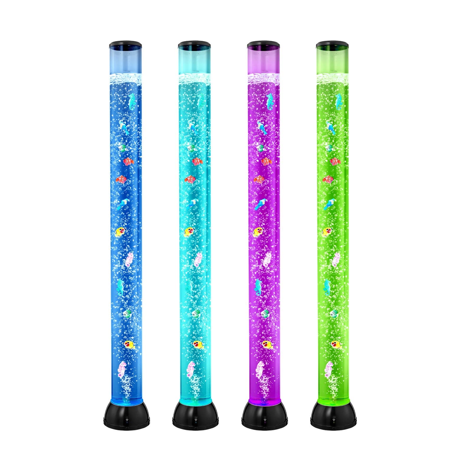 Sensory Bubble Tube Lamp, 4 Ft Bubble Fish Tube, Sensory Aquarium Lamp With 10 Floating Fish & 16 Color Effects, Remote Control, Stress Relief Calming Light For Bedroom Living Room Home Decor