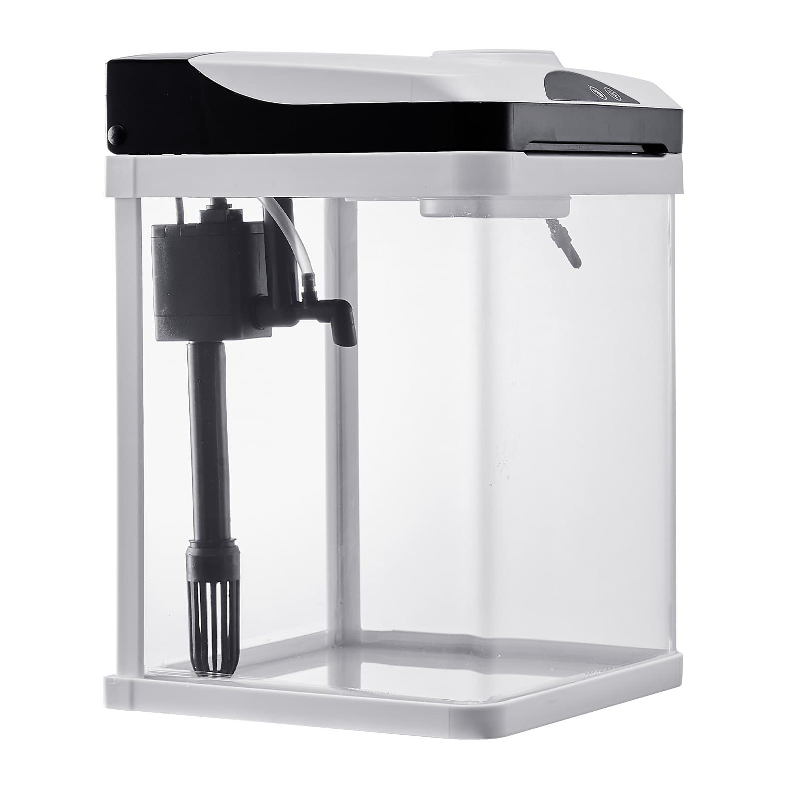2 Gallon Fish Tank Aquarium LED Smart Square Clear Glass 7 Color Self Cleaning