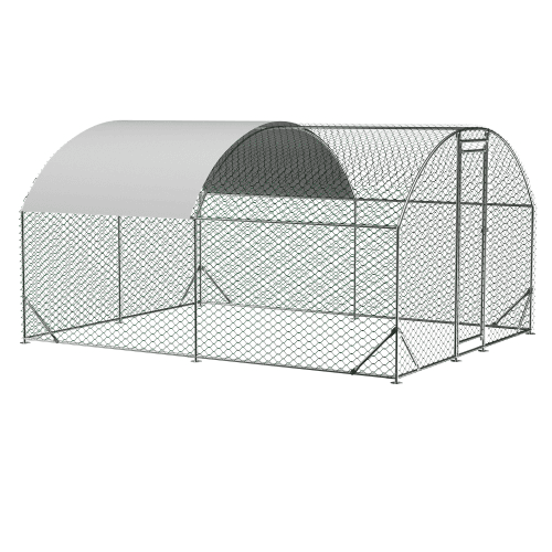 Large Chicken Coop Metal Chicken Run With Waterproof And Anti-UV Cover, Dome Shaped Walk-in Fence Cage Hen House For Outdoor And Yard Farm Use, 1 Tube Diameter, 9.84 X 13.12 X 6.56