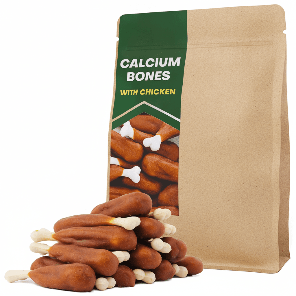 Dog Calcium Bones Wrapped Chicken & Rawhide Free Chew Treats Pet Healthy Dried Snacks Grain Free Organic Meat Chews For Training Small Large Dogs