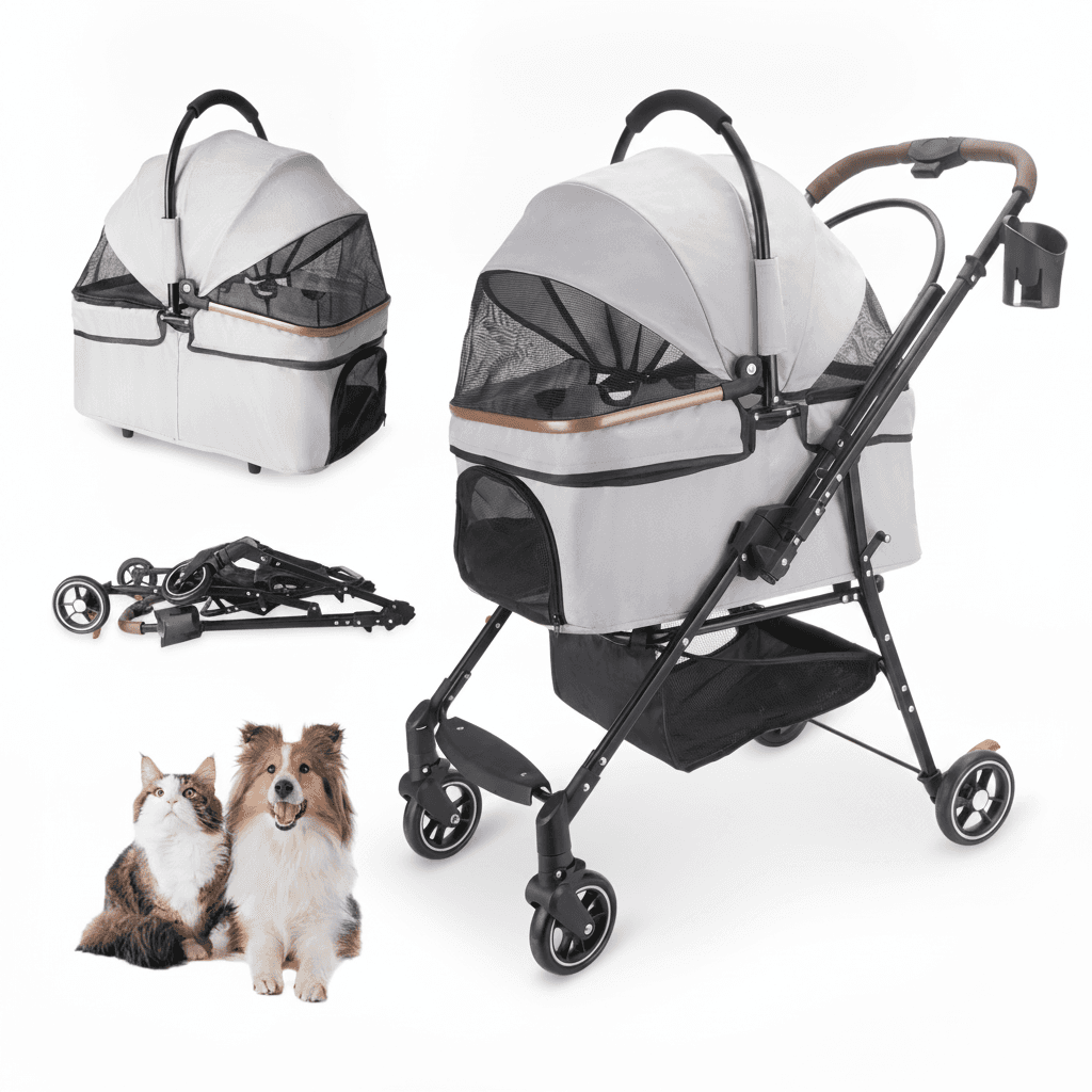 Foldable Pet Stroller For Small Dogs & Cats