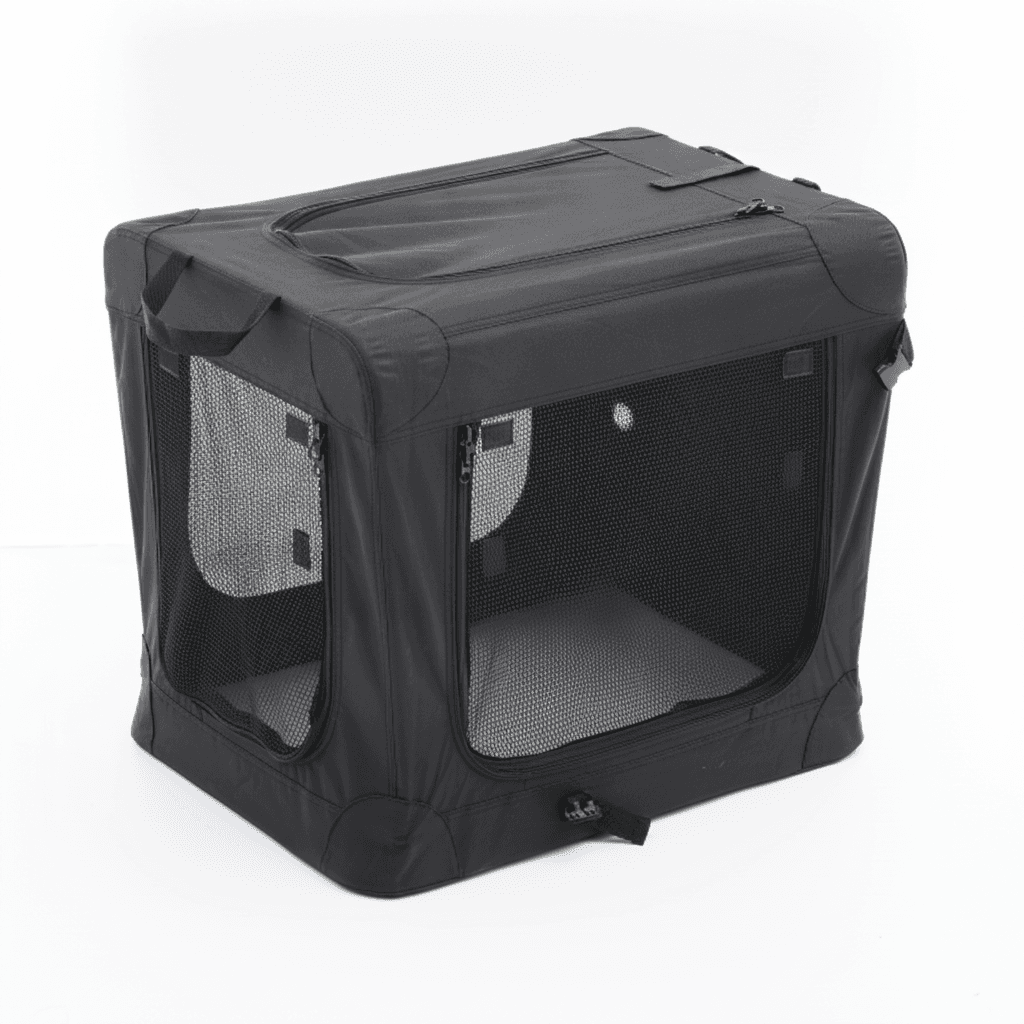 Foldable Dog Cage, Portable Travel Dog Cage With Three-door Mesh Windows--24IN.black
