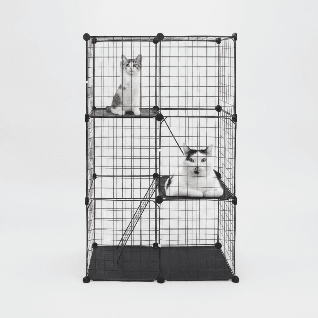 Cat Cage DIY Indoor Pet House, Small Animal House. Detachable Playpen With 3 Doors And 3 Layers, Suitable For Kittens, Puppies, Rabbits