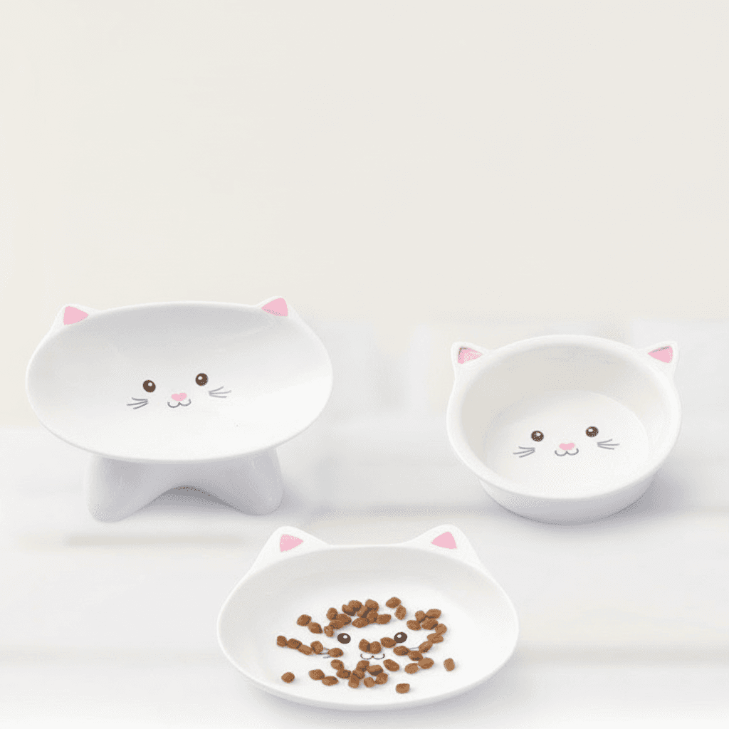 Ceramic Small Cat Face Shape Pet Food Bowl Cat Bowl Dog Bowl Universal And Easy To Clean