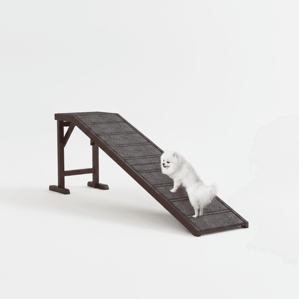 PawHut Dog Ramp For Bed, Pet Ramp For Dogs With Non-Slip Carpet And Top Platform, 74 X 16 X 25, Brown