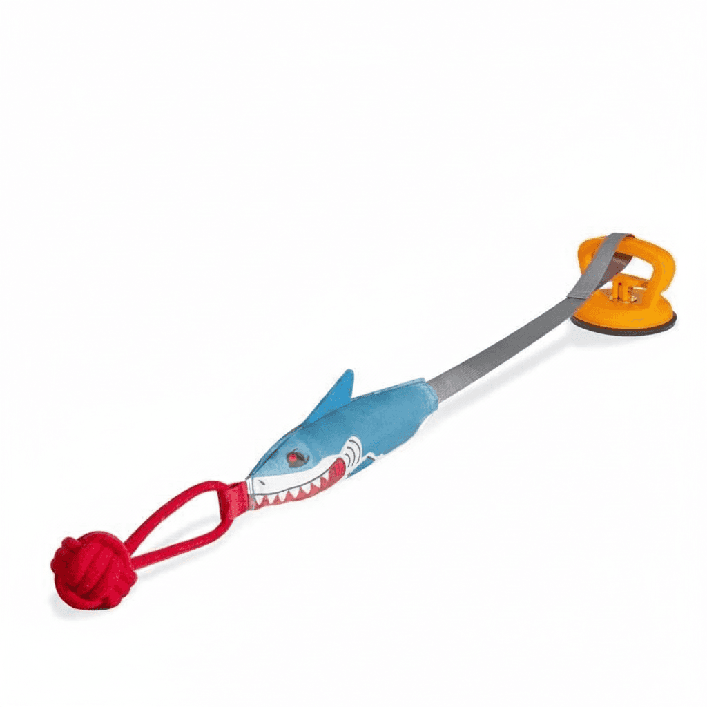 PROKEl Shark Shaped Pet Toy, Interactive TwineToy Ball Dog Toy With Suction Cup, Pet Chew ToyFor Dogs & Cats Funny Dogtoys Squeaky Toys Dogtraining Rope Toy