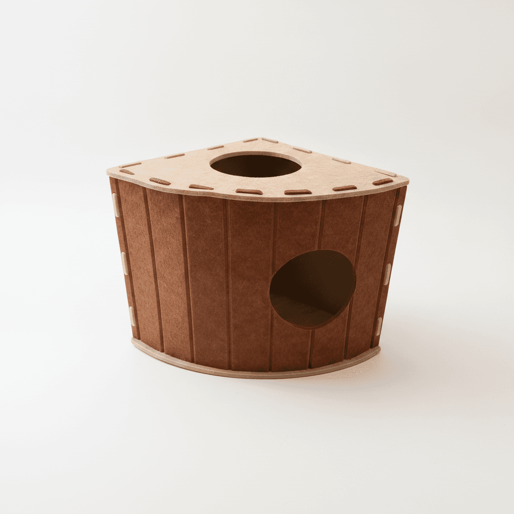 Four-Season Felt Fan-Shaped Cat Villa, Enclosed Large Scratch-Resistant Calming Pet Bed, Warm Deep Sleep Cat House For Multi-Cat Families Indoor Use