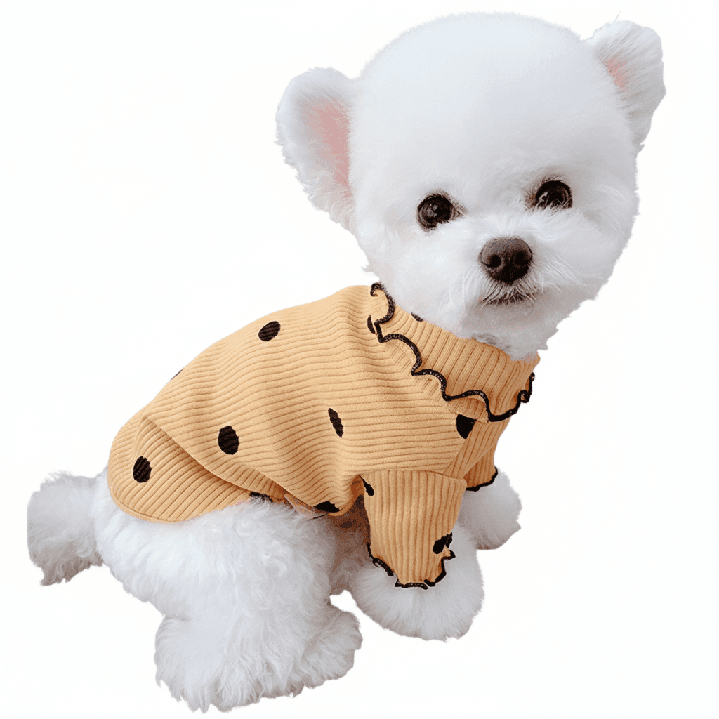 Dot turtleneck dog bottoming shirt